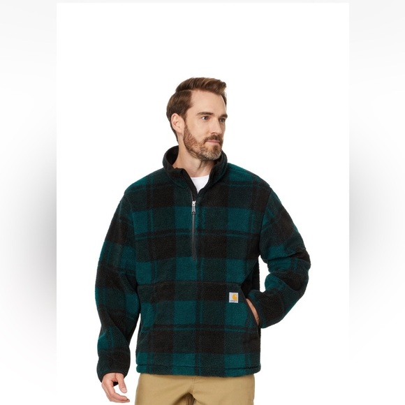 Carhartt Men's Loose Fit Fleece Pullover Hunt Club/Black Plaid Size Small New - Picture 1 of 7